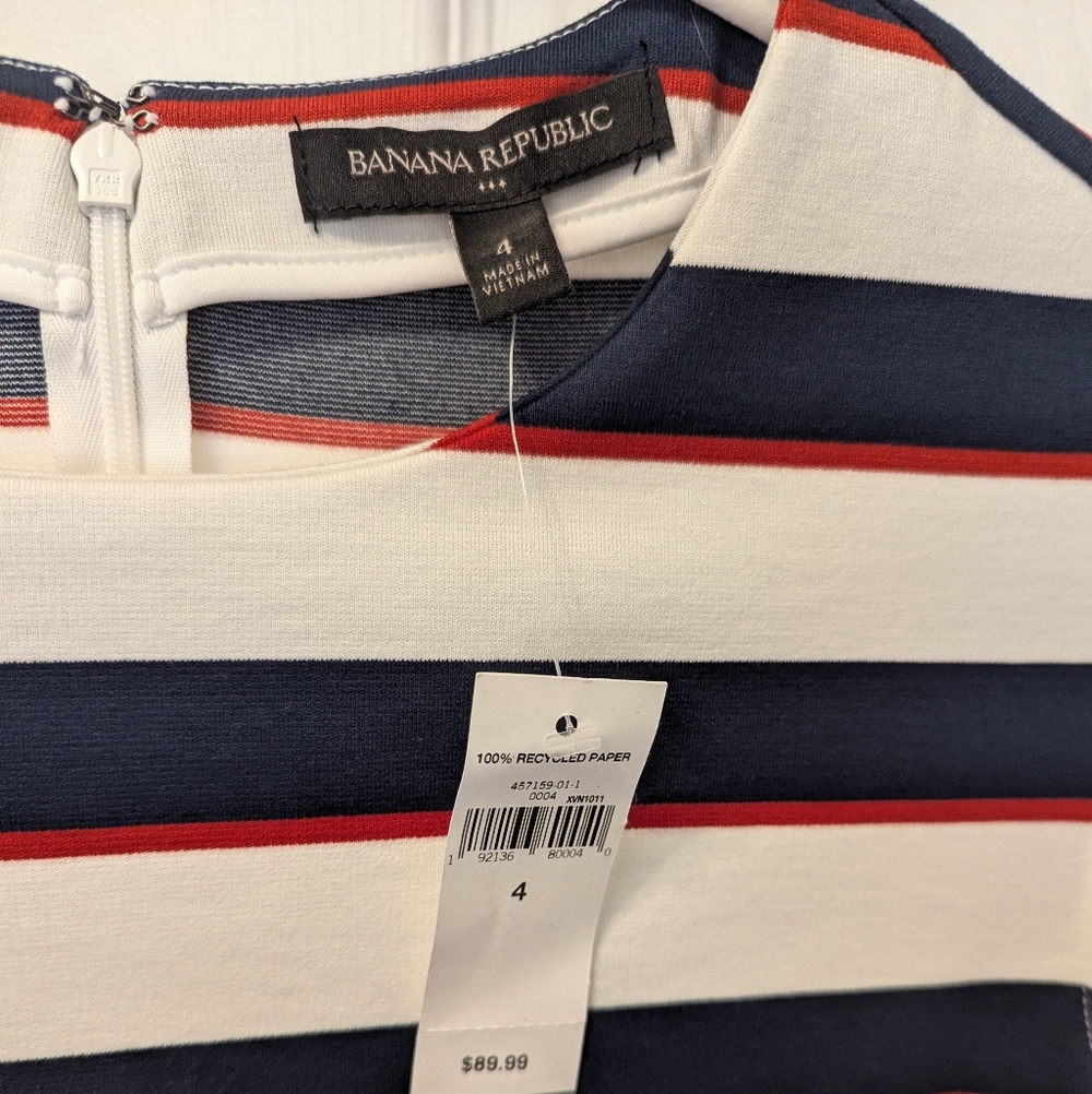 NWT Banana Republic Summer Red White And Blue Sleeveless Dress Size 4